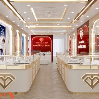 Thiêt kế tiệm vàng Trường Sinh 55m² tại Nam Định – Không gian hiện đại, sang trọng